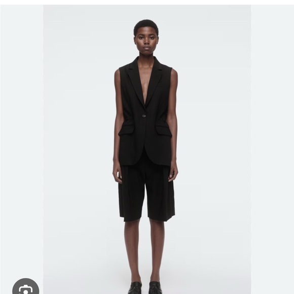 COS Black Slim Linen Waistcoat - Picture 2 of 7